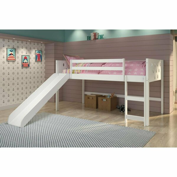 Kd Gabinetes PD-780ATW-785W Twin Size Circles Low Loft with Slide in White KD3184468